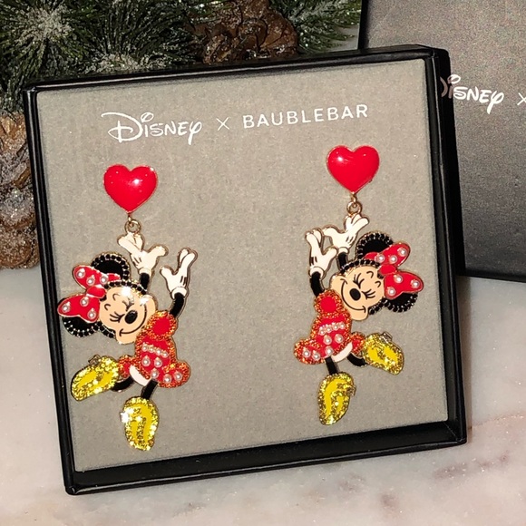 ✨NWT✨ Disney Baublebar Dancing Minnie Mouse Heart Sparkle Earrings - Picture 5 of 11